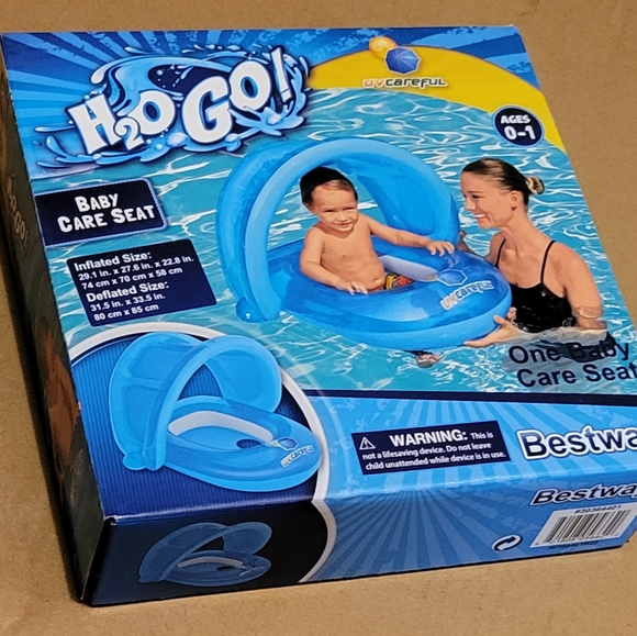 Baby Pool Float with Sun Shade Detachable Canopy UPF 50+ Blue - Picture 6 of 6